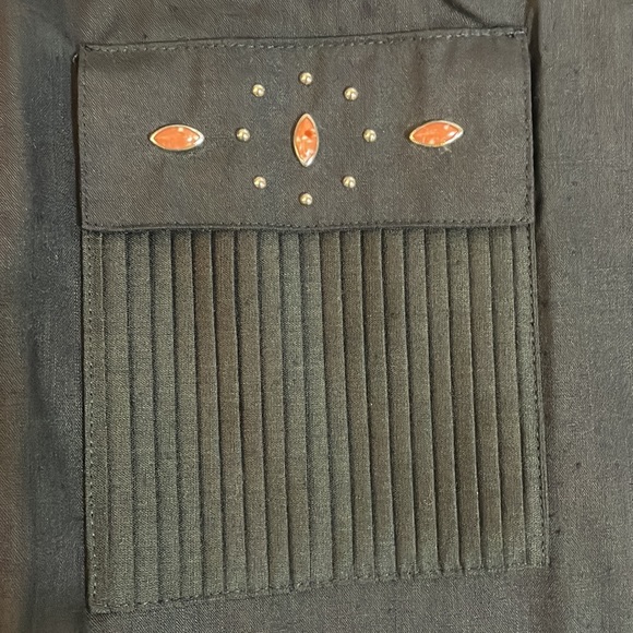 Vintage Chez California by Tandy Flowy Collared Drop Waist Midi Dress - Black - Picture 5 of 16